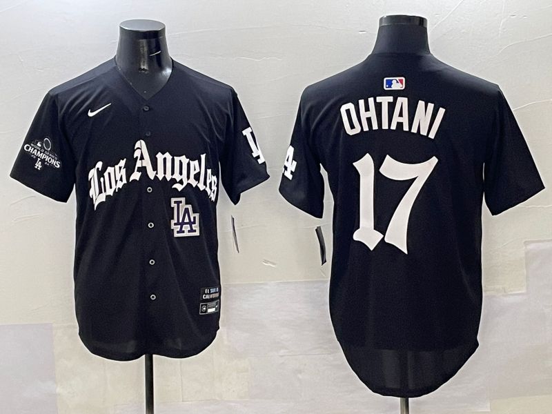 Men Los Angeles Dodgers 17 Ohtani Black Five generations Joint Name 2025 Nike MLB Jersey style 44